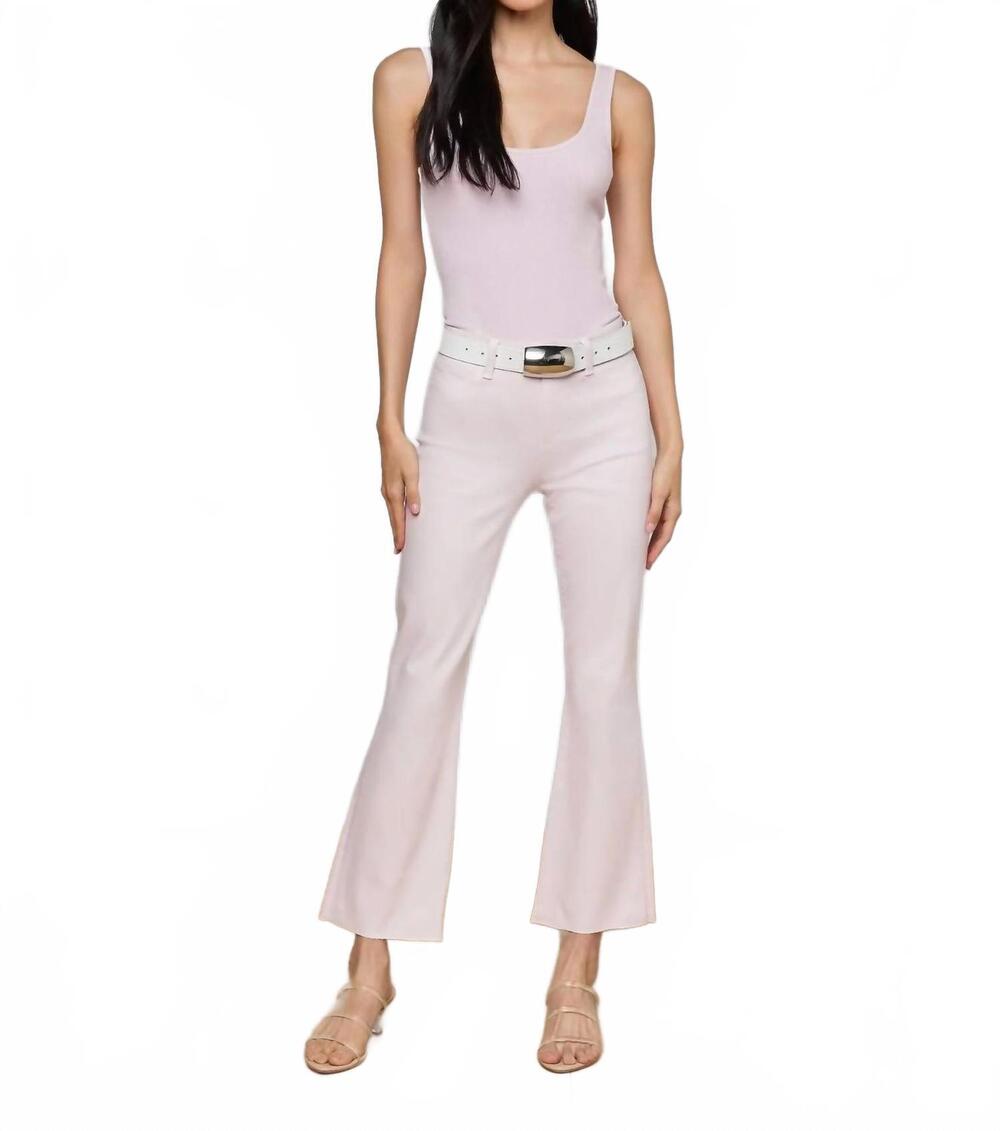 NEW L'AGENCE kendra cropped flare jeans in icy lilac coated